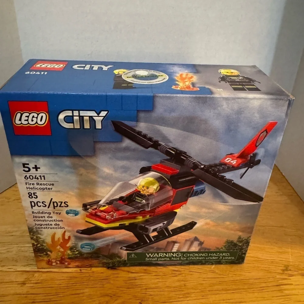 LEGO City Fire Rescue Helicopter Toy, Building Set with Firefighter